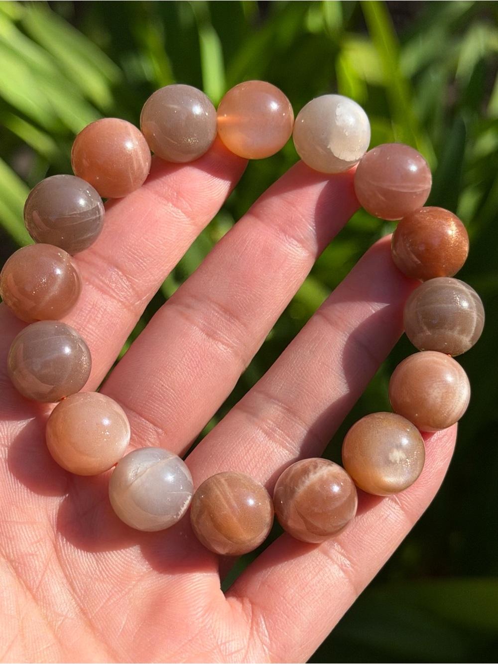 Natural Peach Moonstone Beaded Bracelet - Women Jewelry Palo